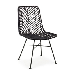 [B0671479] 2x Sedia Lorena nera intreccio in rattan