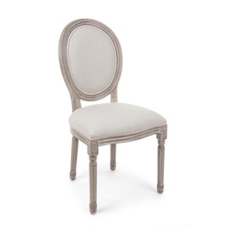[B0743253] 2x Sedia bianco naturale in tessuto imbottito stile classico