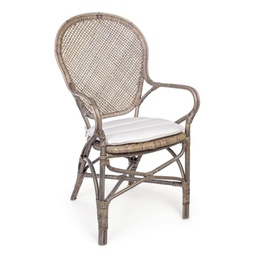 [B0671465] 2x Sedia con bracciolo in fibre naturali