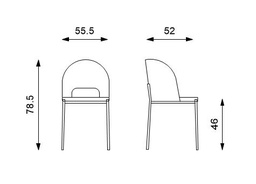 [OM/393/SGR] 4x Sedia in tessuro grigio e gambe antracite 555x78,5h cm