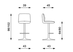 [OM/388/BE] 2x Sgabello in microfibra beige con struttura in metallo 39x45x86/102h cm