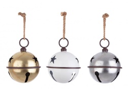 [B0933728] 3x Pendaglio Merry Star Bell Met L Ass3