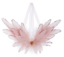 [B0936091] 4x Pendaglio Karol Piume Ali Rosa L
