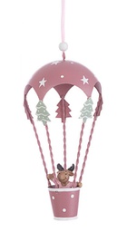 [B0935501] 6x Pendaglio Felicia Mongolfiera Renna Rosa